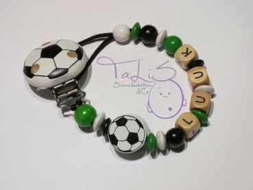 Schnullerkette mit Fussball und Fussballclip